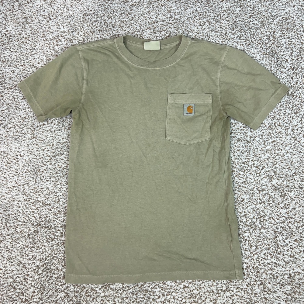 Carhartt Shirt Mens Small Green Relaxed Fit Cotton Pocket Tee Workwear Crew Neck